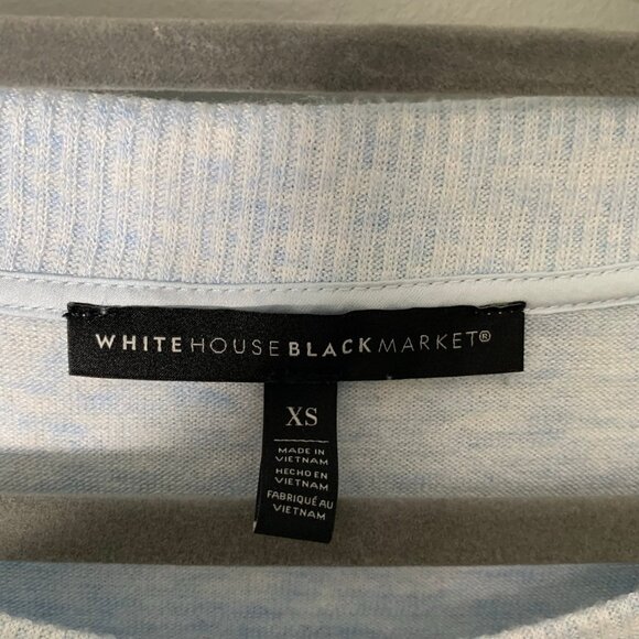 WHBM light heather blue long sleeve button detail stretch pullover shirt top - Picture 5 of 9